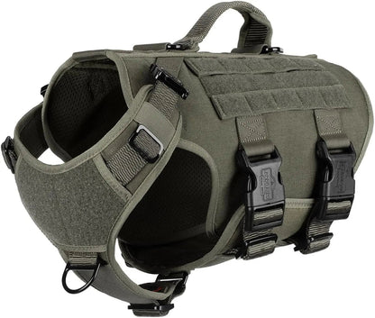 Tactical Dog Harness 6 Buckle No Pull MOLLE Vest Adjustable 3/4 Coverage