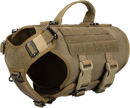 Tactical Dog Harness 6 Buckle No Pull MOLLE Vest Adjustable 3/4 Coverage