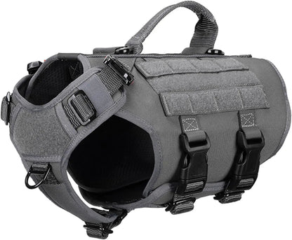 Tactical Dog Harness 6 Buckle No Pull MOLLE Vest Adjustable 3/4 Coverage
