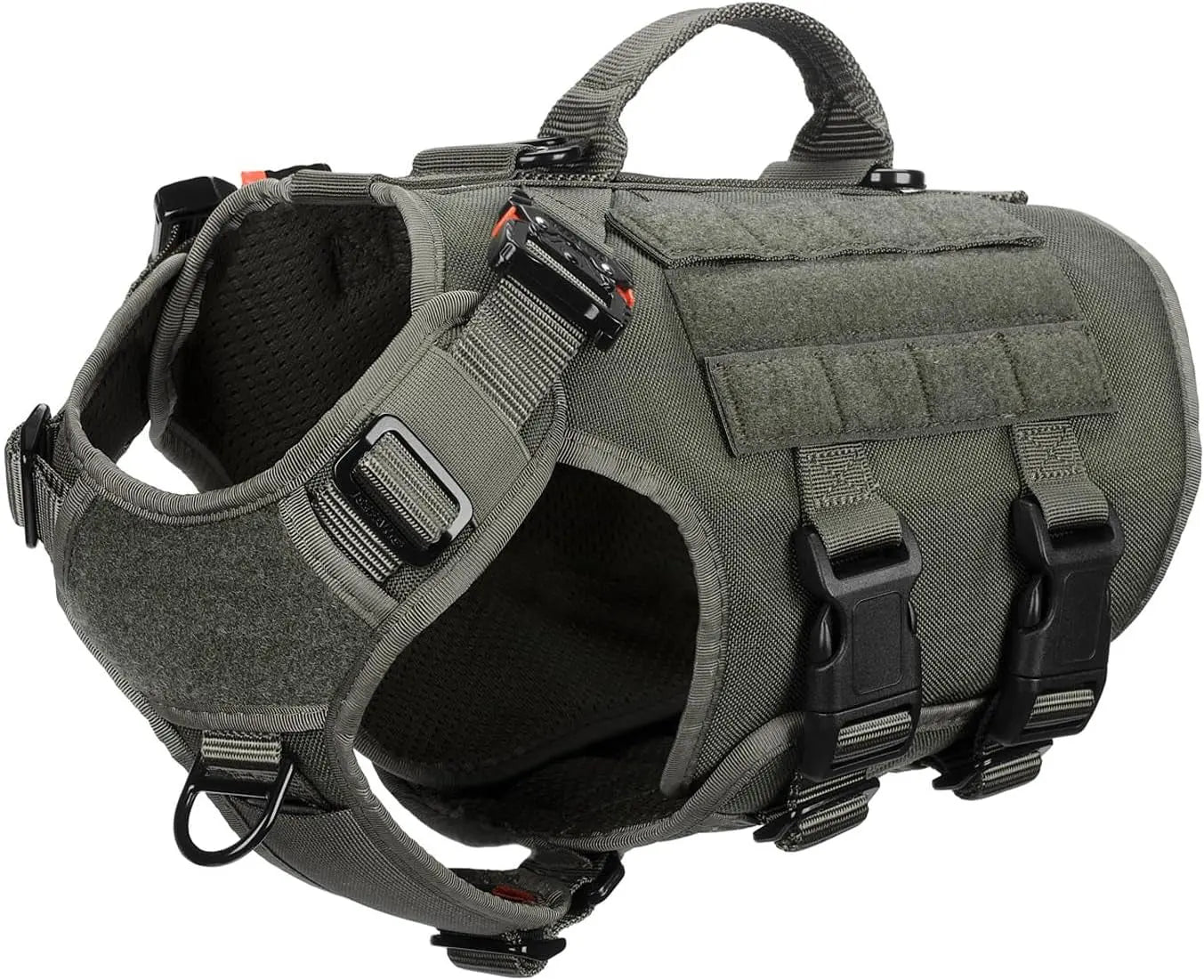 Tactical Dog Harness 6 Buckle No Pull MOLLE Vest Adjustable 3/4 Coverage