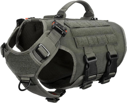 Tactical Dog Harness 6 Buckle No Pull MOLLE Vest Adjustable 3/4 Coverage
