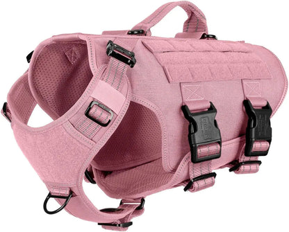 Tactical Dog Harness 6 Buckle No Pull MOLLE Vest Adjustable 3/4 Coverage