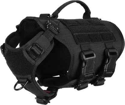 Tactical Dog Harness 6 Buckle No Pull MOLLE Vest Adjustable 3/4 Coverage