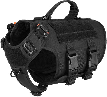 Tactical Dog Harness 6 Buckle No Pull MOLLE Vest Adjustable 3/4 Coverage