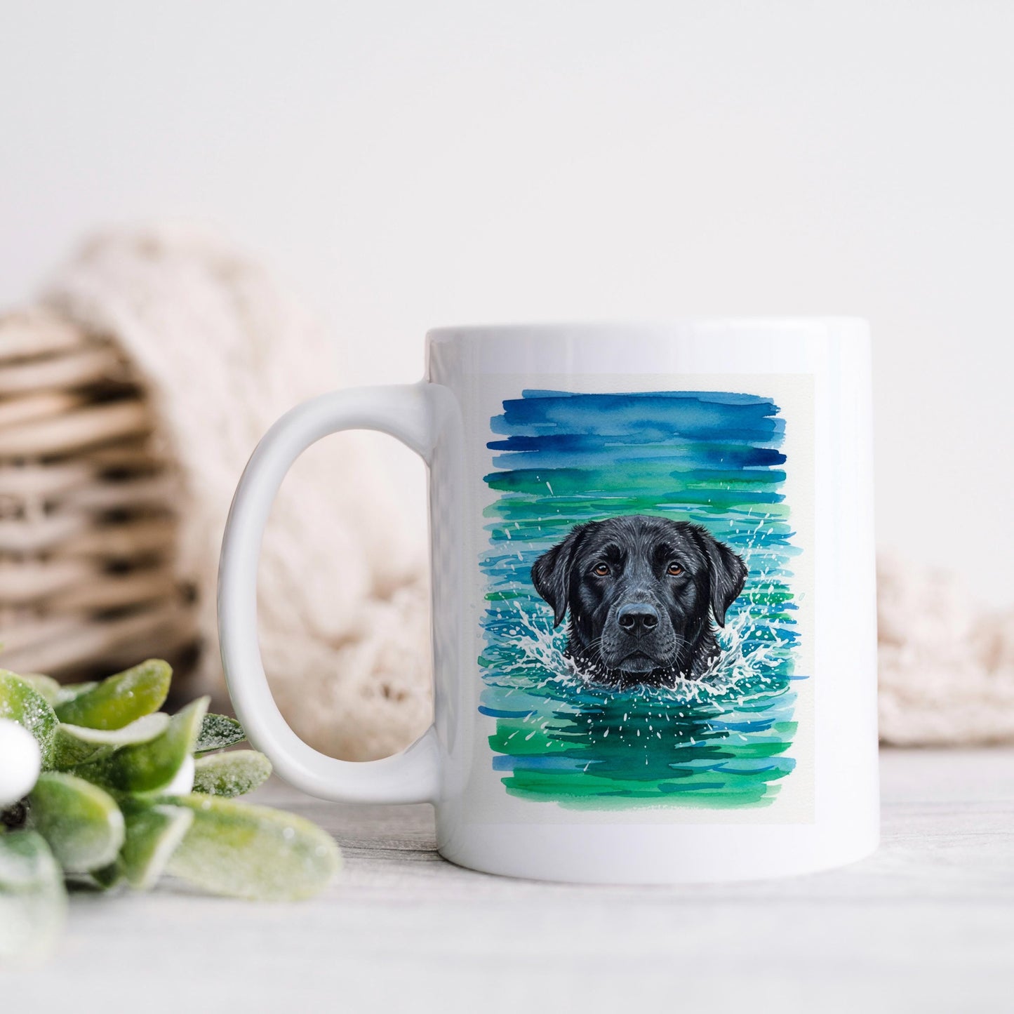 Black Labrador Mug - Watercolor Dog Lover Coffee Cup | Lab Owner Gift