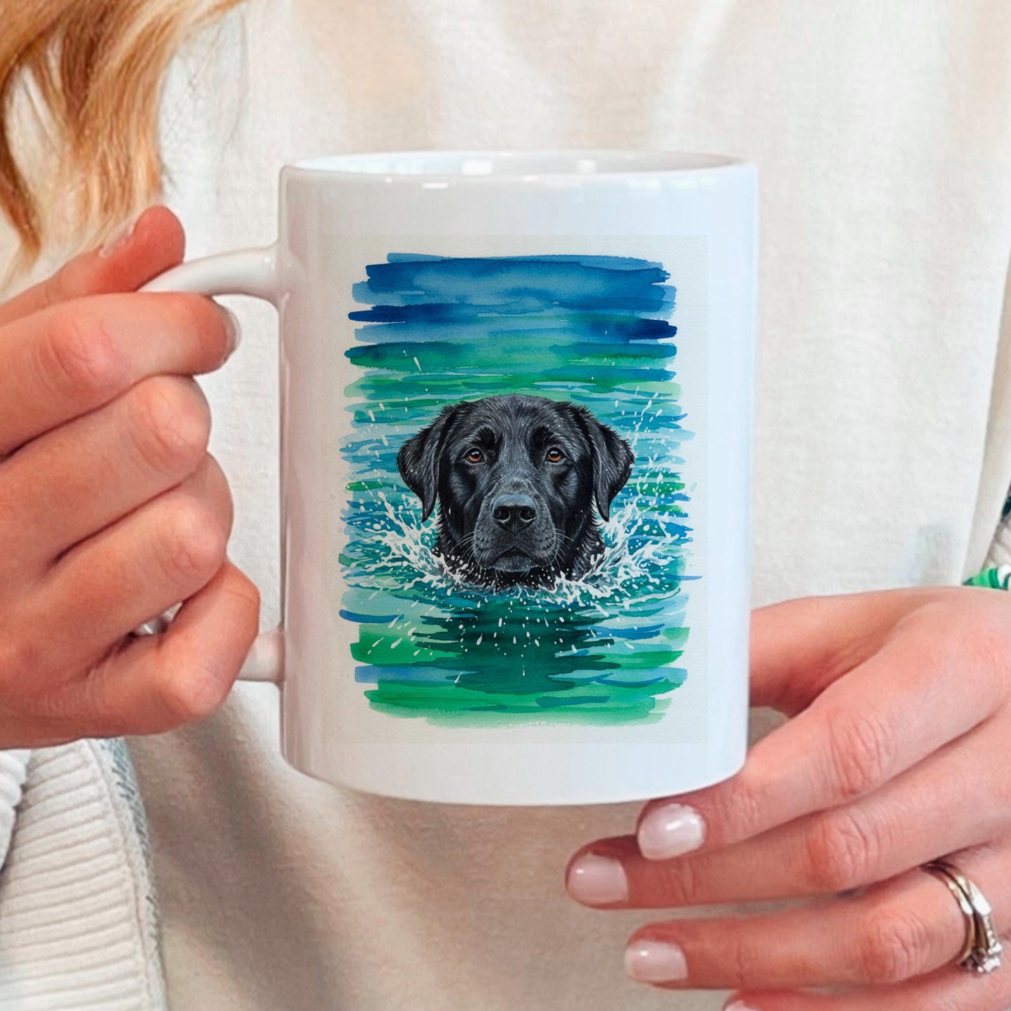 Black Labrador Mug - Watercolor Dog Lover Coffee Cup | Lab Owner Gift