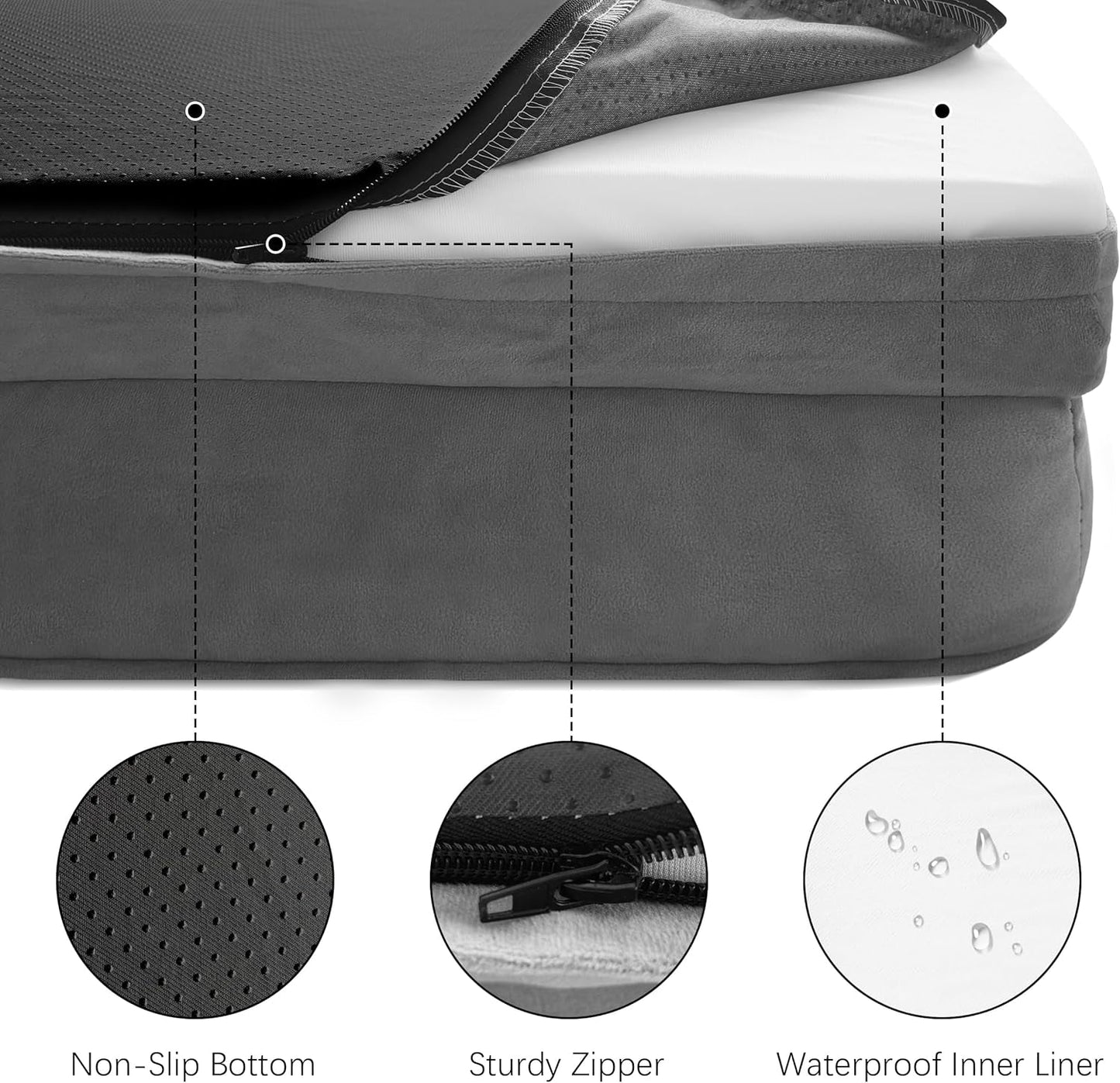 Orthopedic Dog Bed Sofa with Bolster Washable Cover Waterproof Liner