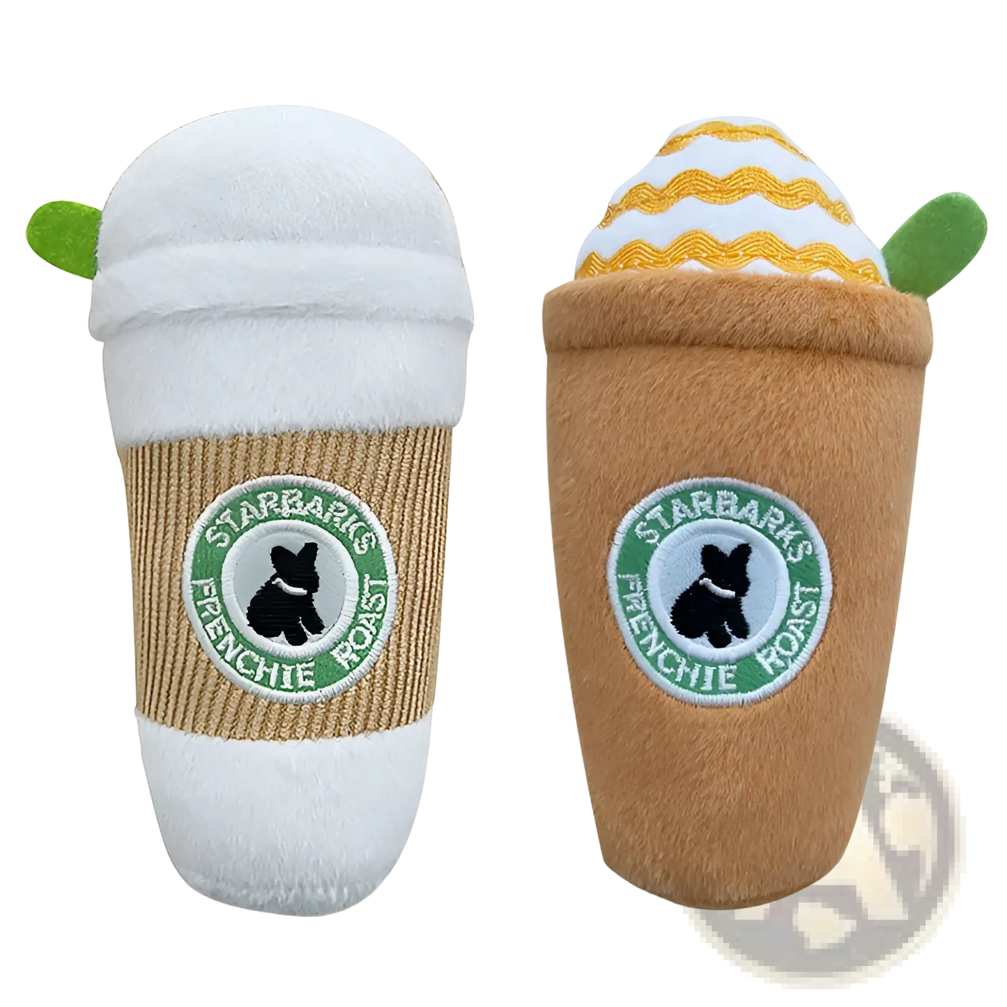 Dog Plush Coffee Cup Squeaky Toy 2 Pack