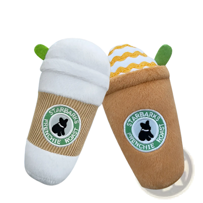 Dog Plush Coffee Cup Squeaky Toy 2 Pack