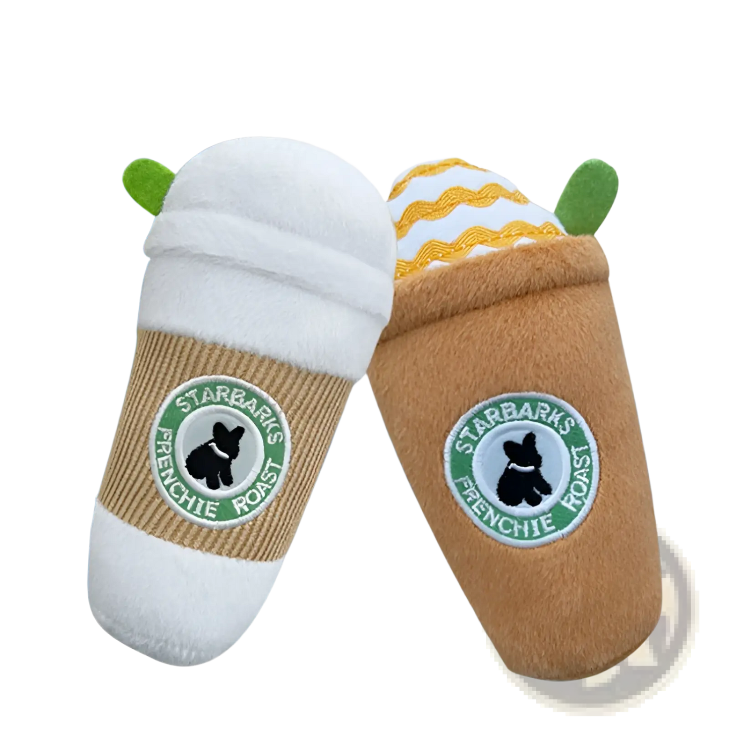 Dog Plush Coffee Cup Squeaky Toy 2 Pack
