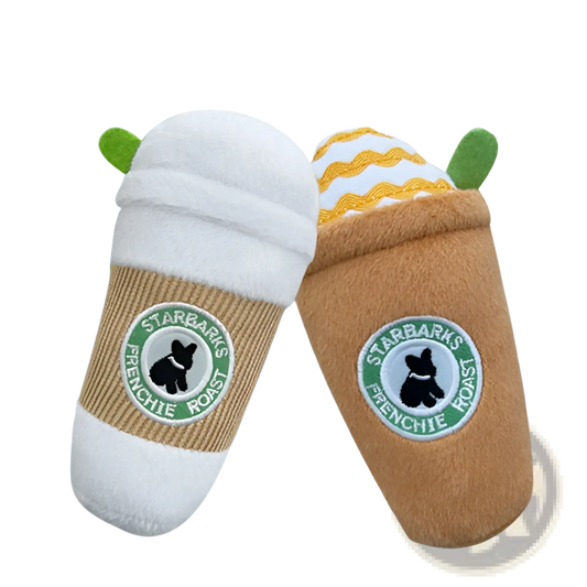 Dog Plush Coffee Cup Squeaky Toy 2 Pack