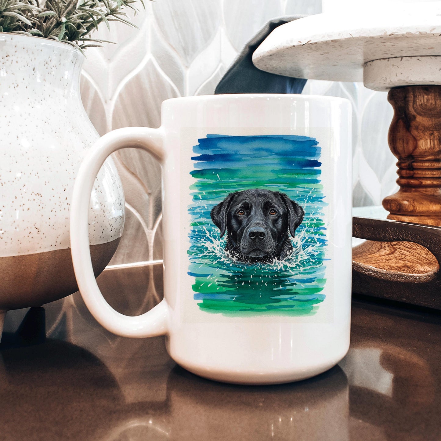 Black Labrador Mug - Watercolor Dog Lover Coffee Cup | Lab Owner Gift