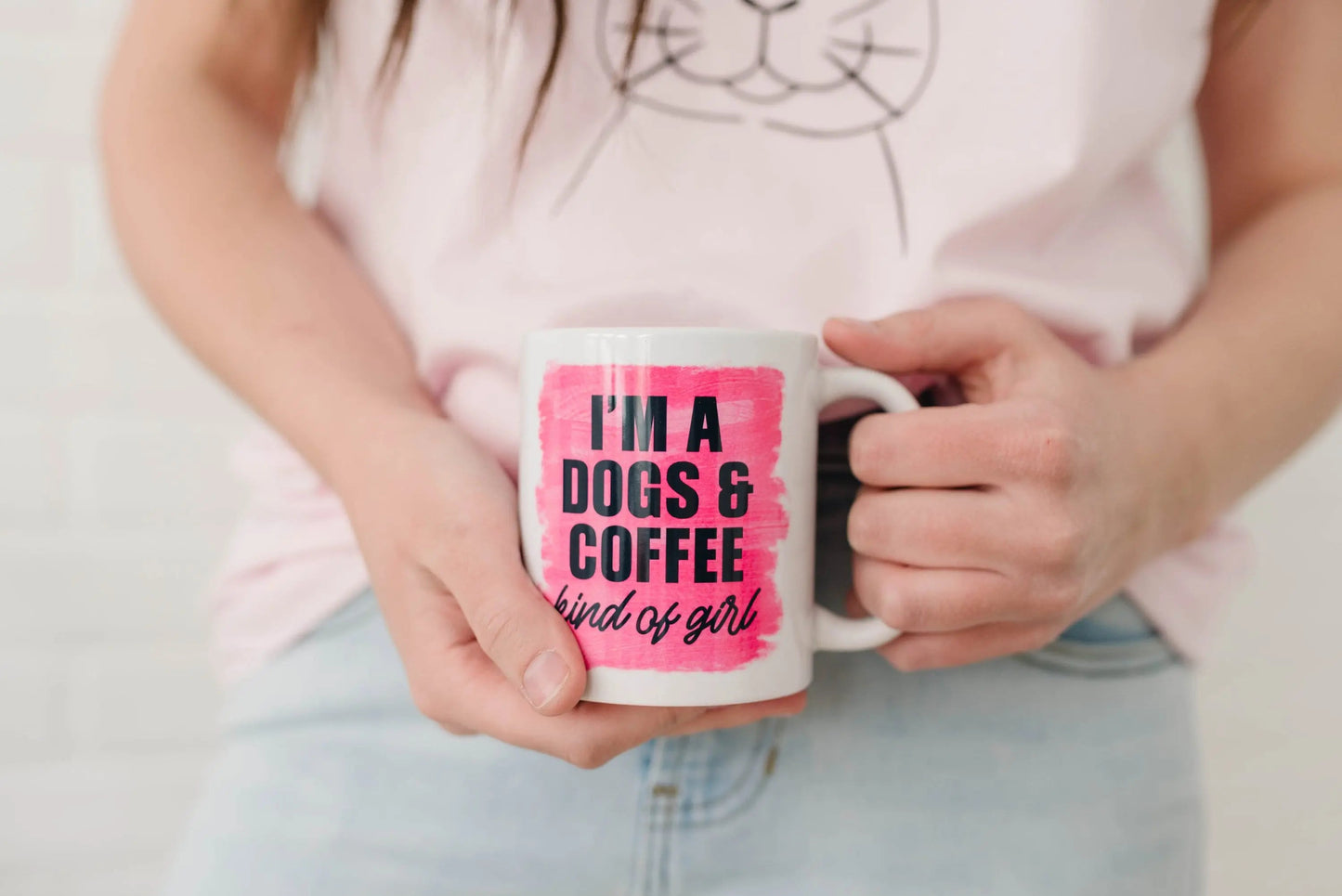 Dog Mom Coffee Mug, dog lover gift, dog owner gift, Pink Mug I'm a dogs & coffee kind of girl