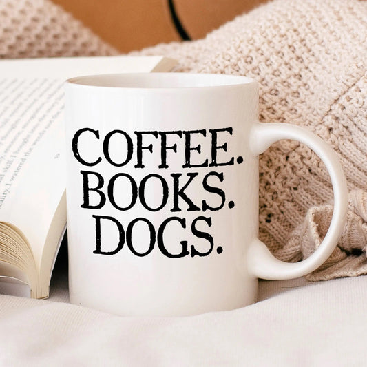 Coffee Books Dogs Mug - gifts for book lovers - 11 oz 15 oz Ceramic Mug - dog lover gift - dog mug - dog mom mug - book lover gift