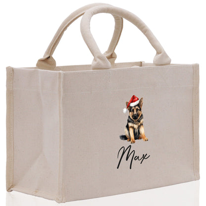 German Shepherd Custom Dog Name Cotton Canvas Tote Bag Custom Pet Lover Gift Pet Portrait Bag Personalized Pet Owner Gift Tote Bag