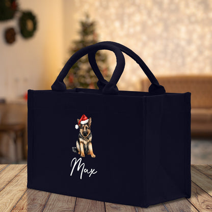 German Shepherd Custom Dog Name Cotton Canvas Tote Bag Custom Pet Lover Gift Pet Portrait Bag Personalized Pet Owner Gift Tote Bag