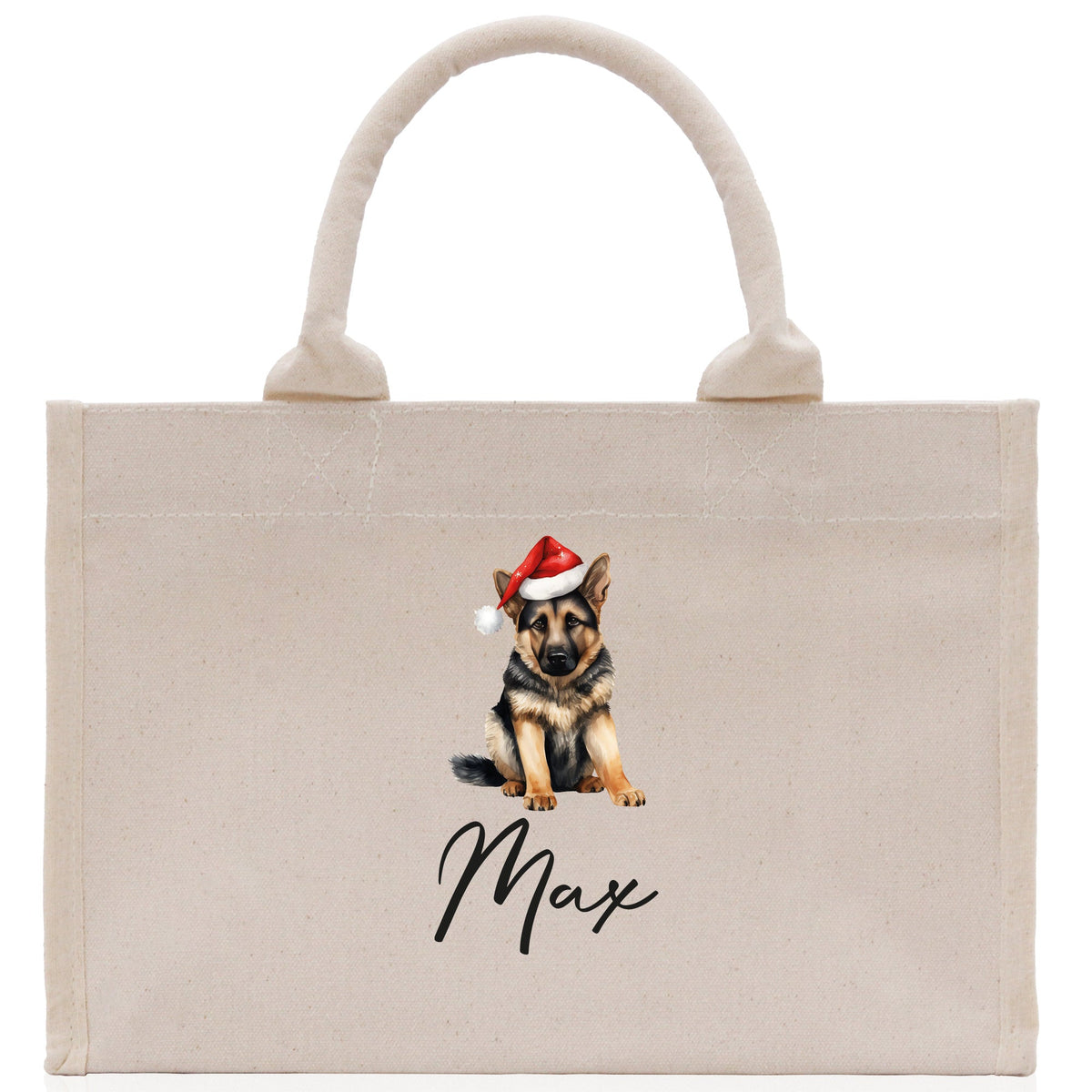German Shepherd Custom Dog Name Cotton Canvas Tote Bag Custom Pet Lover Gift Pet Portrait Bag Personalized Pet Owner Gift Tote Bag