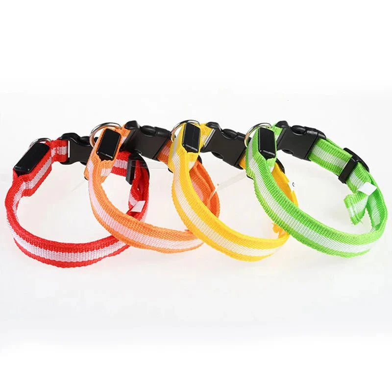 LED Dog Collar | Nylon Light-Up Safety Collar with Reflective Glow and 3 Flashing Modes