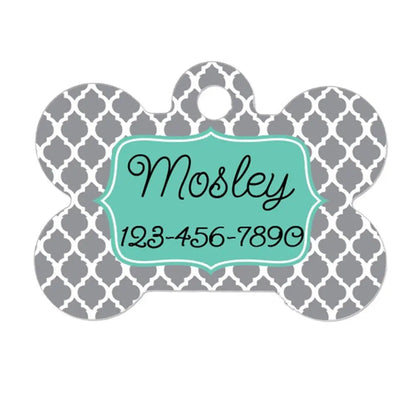 Personalized Dog Tag - Dog ID Tag - Personalized Bone Dog Tag - Pet Gift - Custom Pet ID Tag - Gray Mint