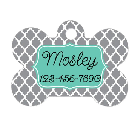 Personalized Dog Tag - Dog ID Tag - Personalized Bone Dog Tag - Pet Gift - Custom Pet ID Tag - Gray Mint