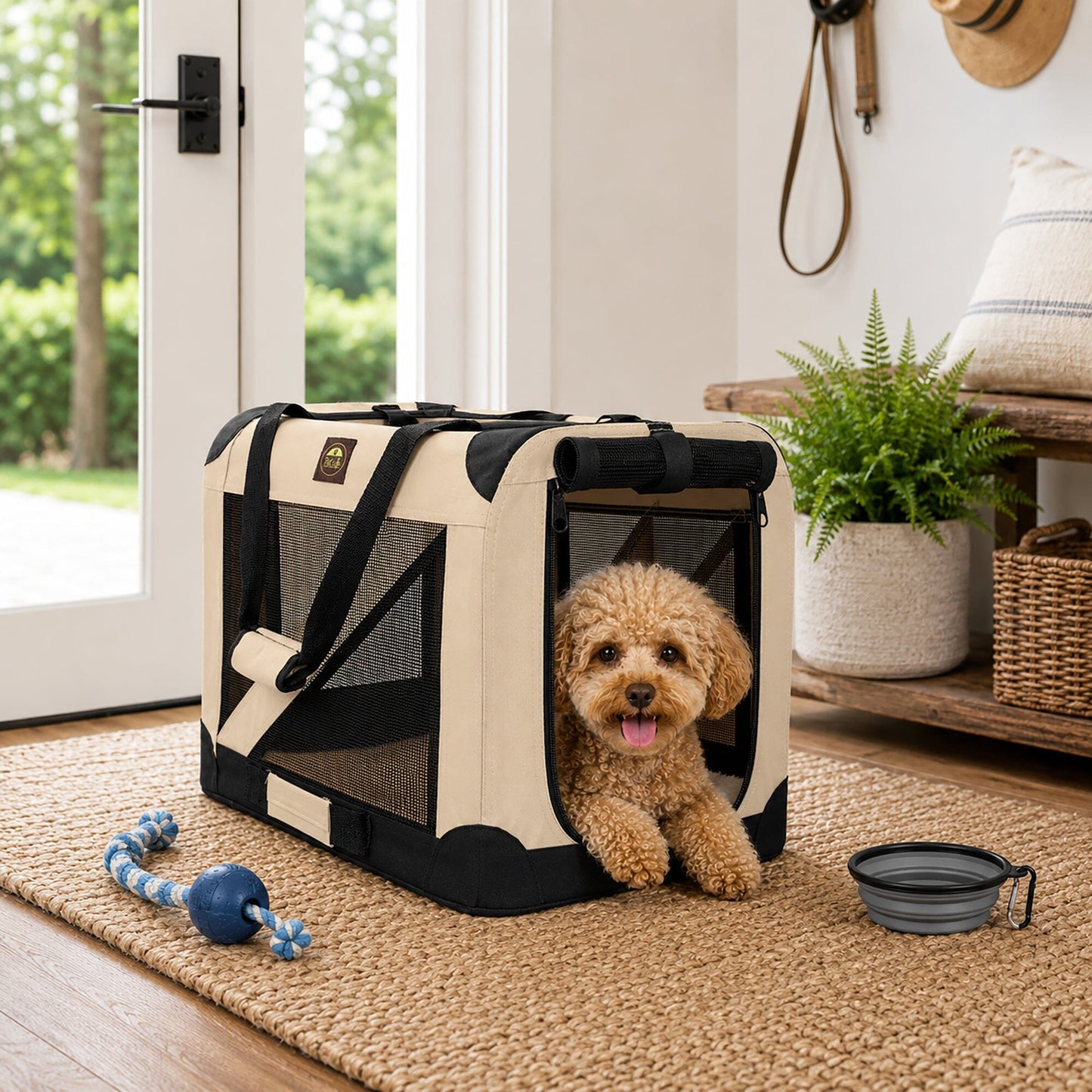 Pet Life ® '360° Vista View' Zippered Soft Folding Collapsible Durable Metal Framed Pet Dog Crate House Carrier