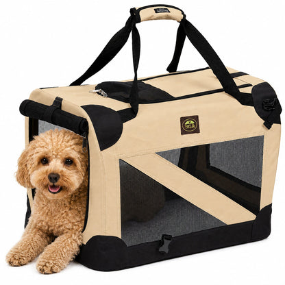 Pet Life ® '360° Vista View' Zippered Soft Folding Collapsible Durable Metal Framed Pet Dog Crate House Carrier