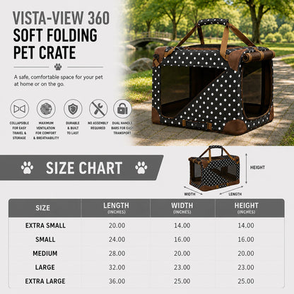 Pet Life ® '360° Vista View' Zippered Soft Folding Collapsible Durable Metal Framed Pet Dog Crate House Carrier