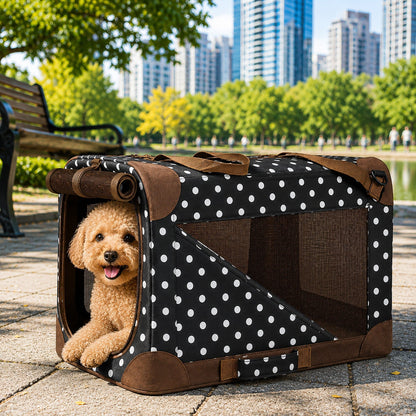 Pet Life ® '360° Vista View' Zippered Soft Folding Collapsible Durable Metal Framed Pet Dog Crate House Carrier