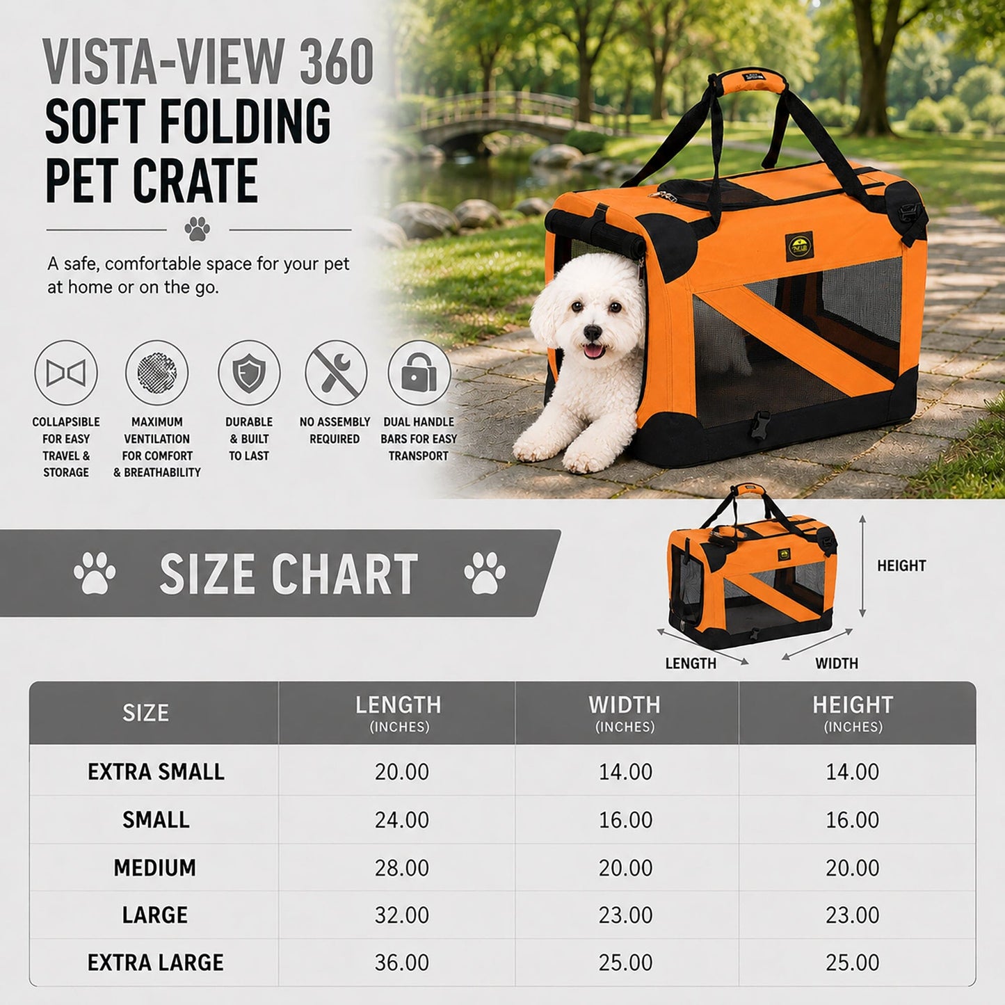 Pet Life ® '360° Vista View' Zippered Soft Folding Collapsible Durable Metal Framed Pet Dog Crate House Carrier