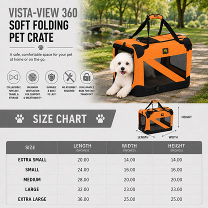 Pet Life ® '360° Vista View' Zippered Soft Folding Collapsible Durable Metal Framed Pet Dog Crate House Carrier