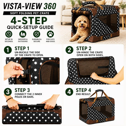 Pet Life ® '360° Vista View' Zippered Soft Folding Collapsible Durable Metal Framed Pet Dog Crate House Carrier
