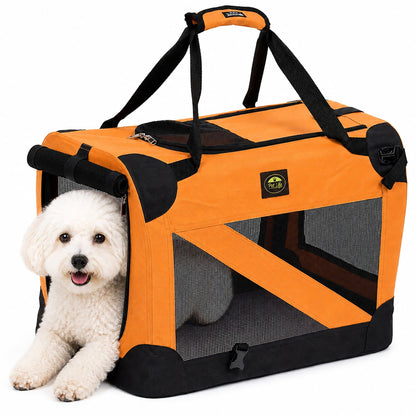Pet Life ® '360° Vista View' Zippered Soft Folding Collapsible Durable Metal Framed Pet Dog Crate House Carrier