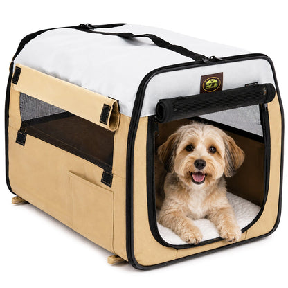 Pet Life ® 'Easy Folding' Zippered Folding Collapsible Wire Framed Lightweight Pet Dog Crate Carrier