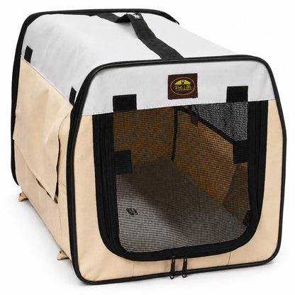 Pet Life ® 'Easy Folding' Zippered Folding Collapsible Wire Framed Lightweight Pet Dog Crate Carrier