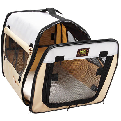 Pet Life ® 'Easy Folding' Zippered Folding Collapsible Wire Framed Lightweight Pet Dog Crate Carrier