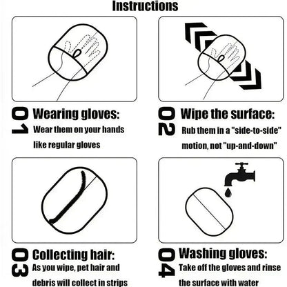 Static Pet Hair Removal Gloves | Grooming Mitt for Cats and Dogs