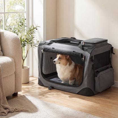 Soft Collapsible Dog Crate with Mesh Windows and 3 Doors