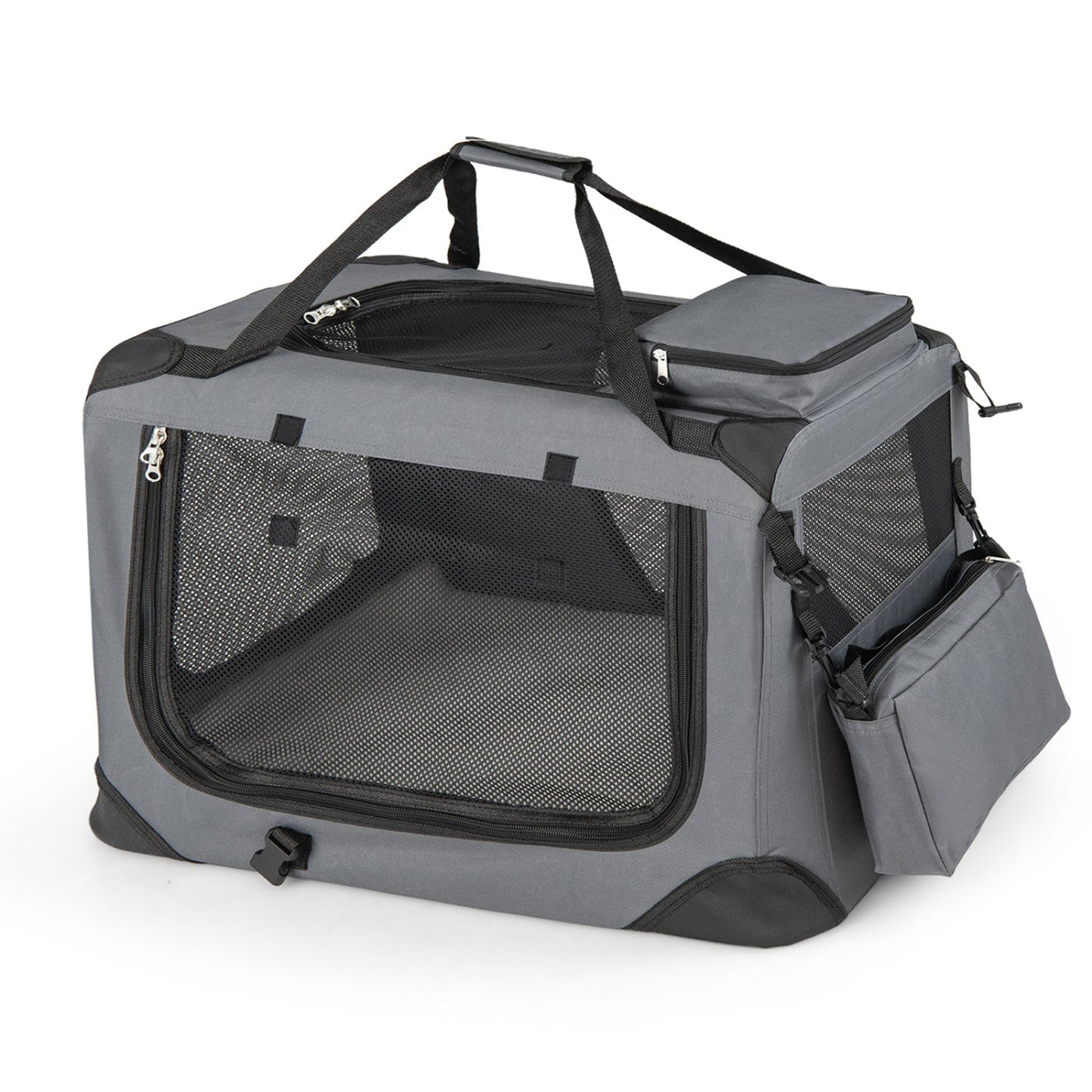 Soft Collapsible Dog Crate with Mesh Windows and 3 Doors