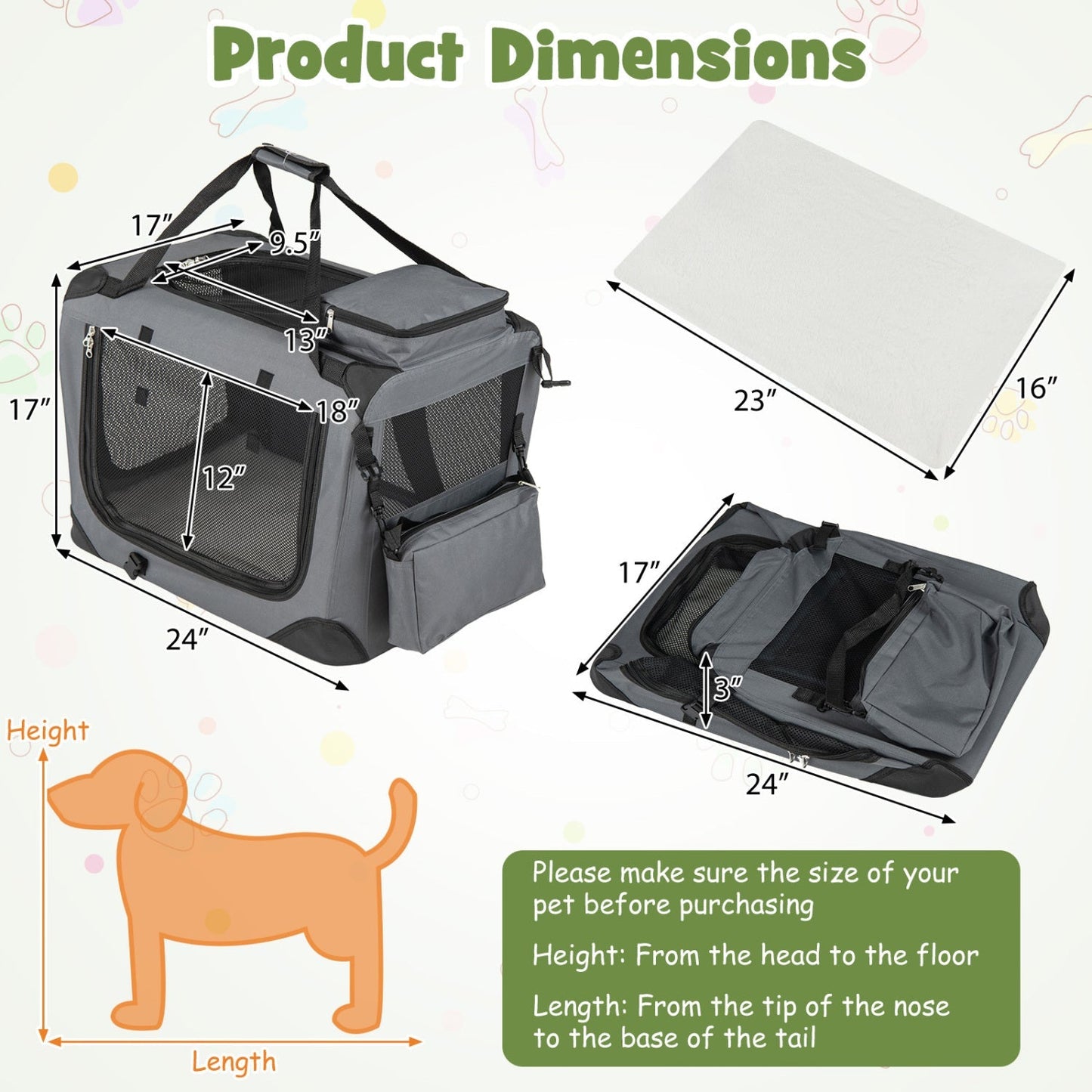 Soft Collapsible Dog Crate with Mesh Windows and 3 Doors