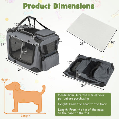 Soft Collapsible Dog Crate with Mesh Windows and 3 Doors