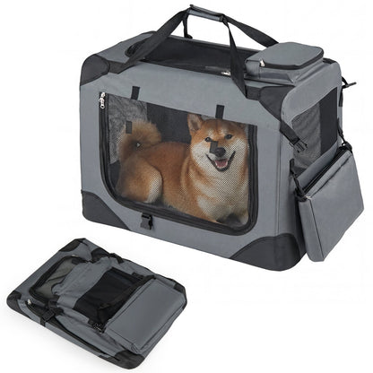 Soft Collapsible Dog Crate with Mesh Windows and 3 Doors