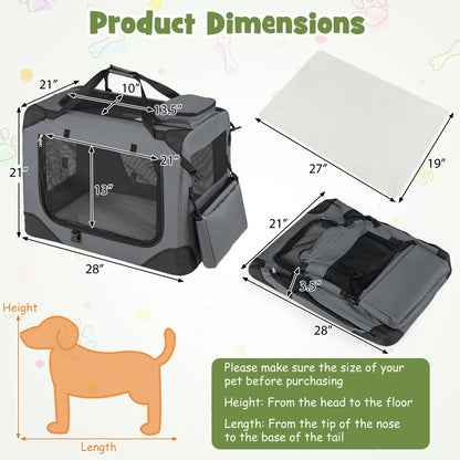 Soft Collapsible Dog Crate with Mesh Windows and 3 Doors