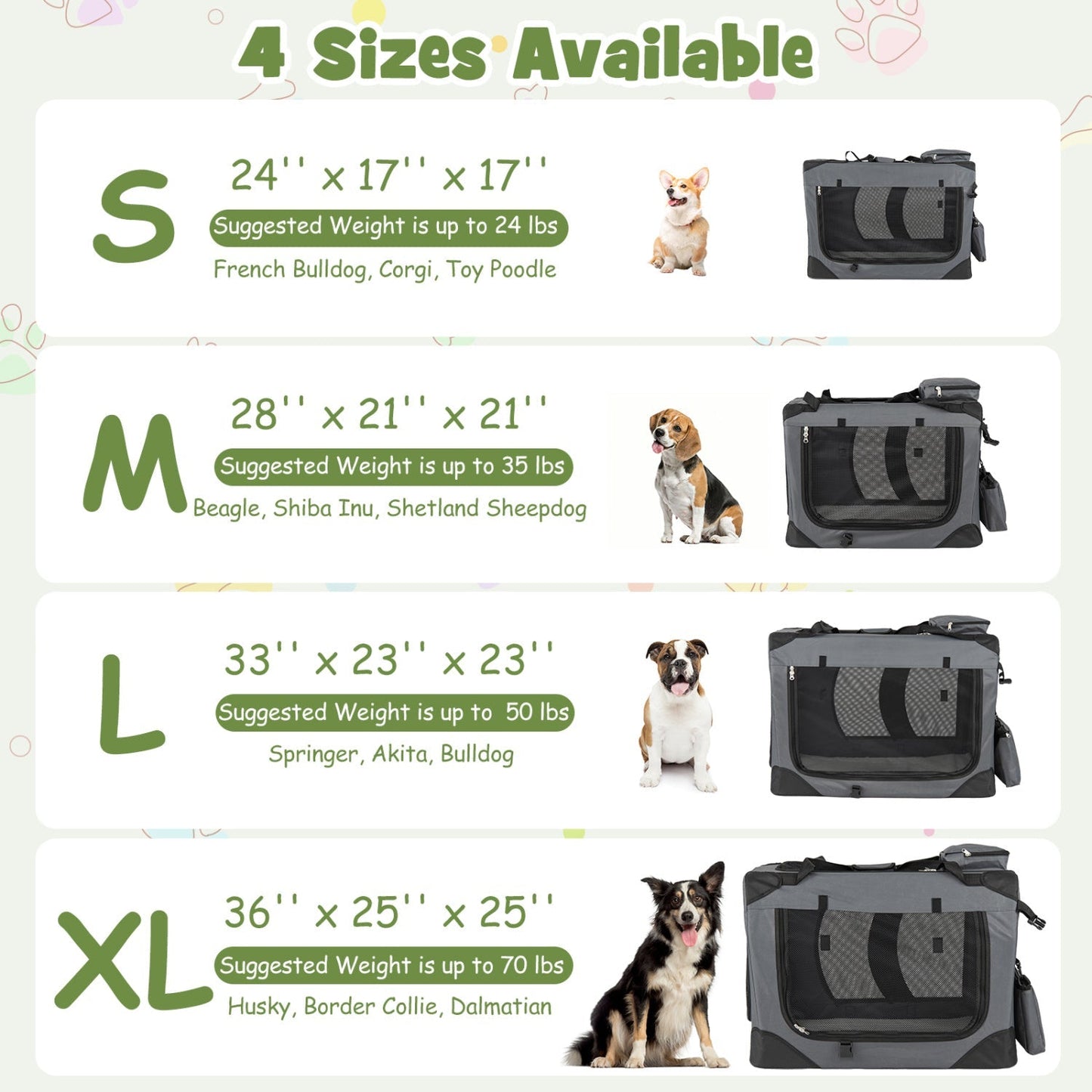Soft Collapsible Dog Crate with Mesh Windows and 3 Doors