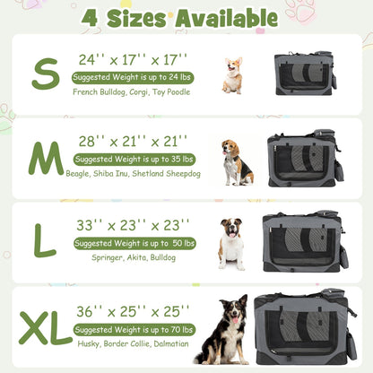 Soft Collapsible Dog Crate with Mesh Windows and 3 Doors