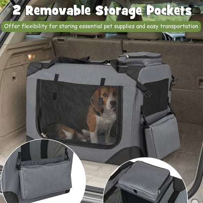 Soft Collapsible Dog Crate with Mesh Windows and 3 Doors