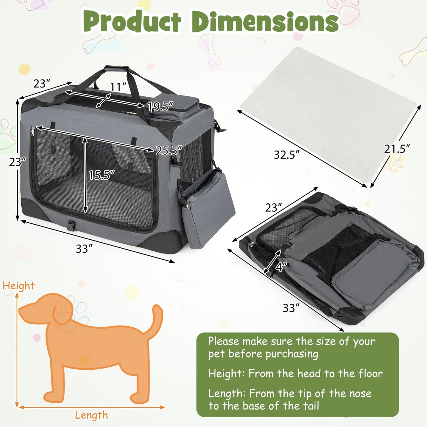Soft Collapsible Dog Crate with Mesh Windows and 3 Doors