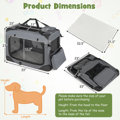 Soft Collapsible Dog Crate with Mesh Windows and 3 Doors