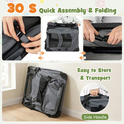 Soft Collapsible Dog Crate with Mesh Windows and 3 Doors
