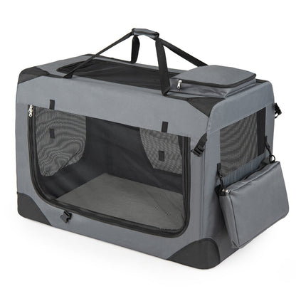 Soft Collapsible Dog Crate with Mesh Windows and 3 Doors