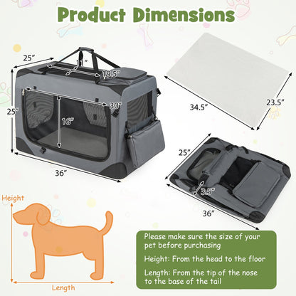 Soft Collapsible Dog Crate with Mesh Windows and 3 Doors